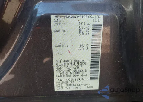 2013 Nissan Altima 2.5 S from USA, damaged, VIN 1N4AL3AP2DN526413